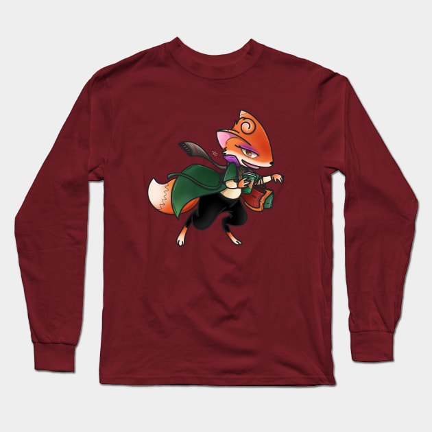Fall Shopping Fox Long Sleeve T-Shirt by candice-allen-art